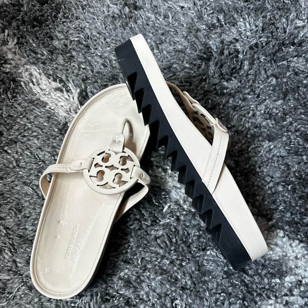Tory Burch, Cream Leather platform sandals, Size 13, Brand new. Never Worn.